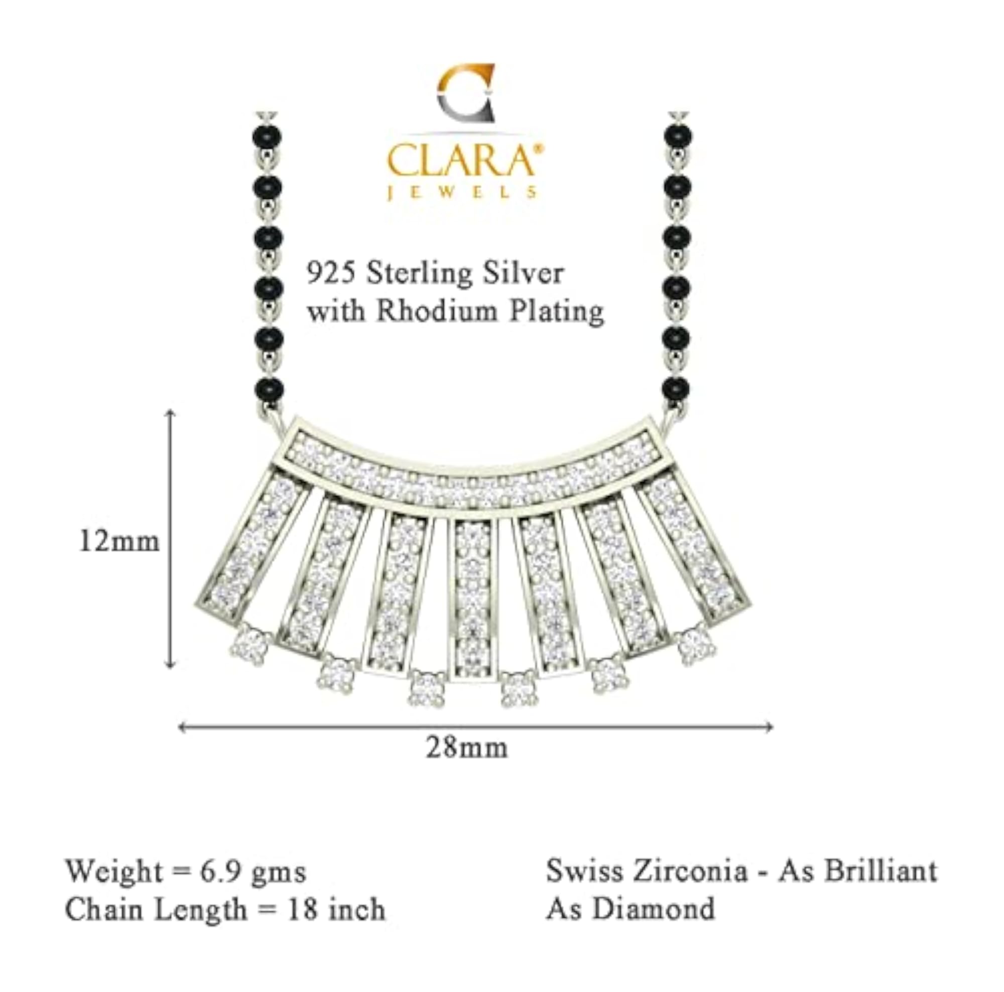 925 Sterling Silver Ayla Mangalsutra Earring Chain Jewellery Set